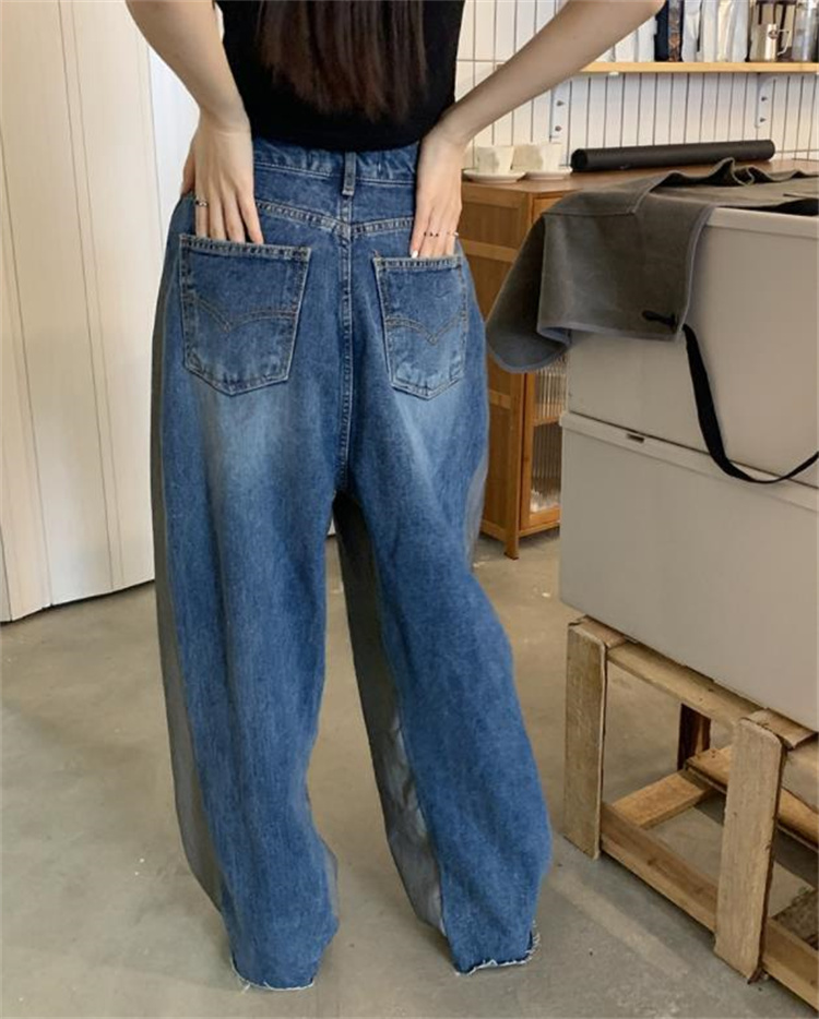 デニム 切替 バイワイドパンツ 韓国 ストリート HIPHOP ダンス レディース 原宿系 衣装 K-POP 