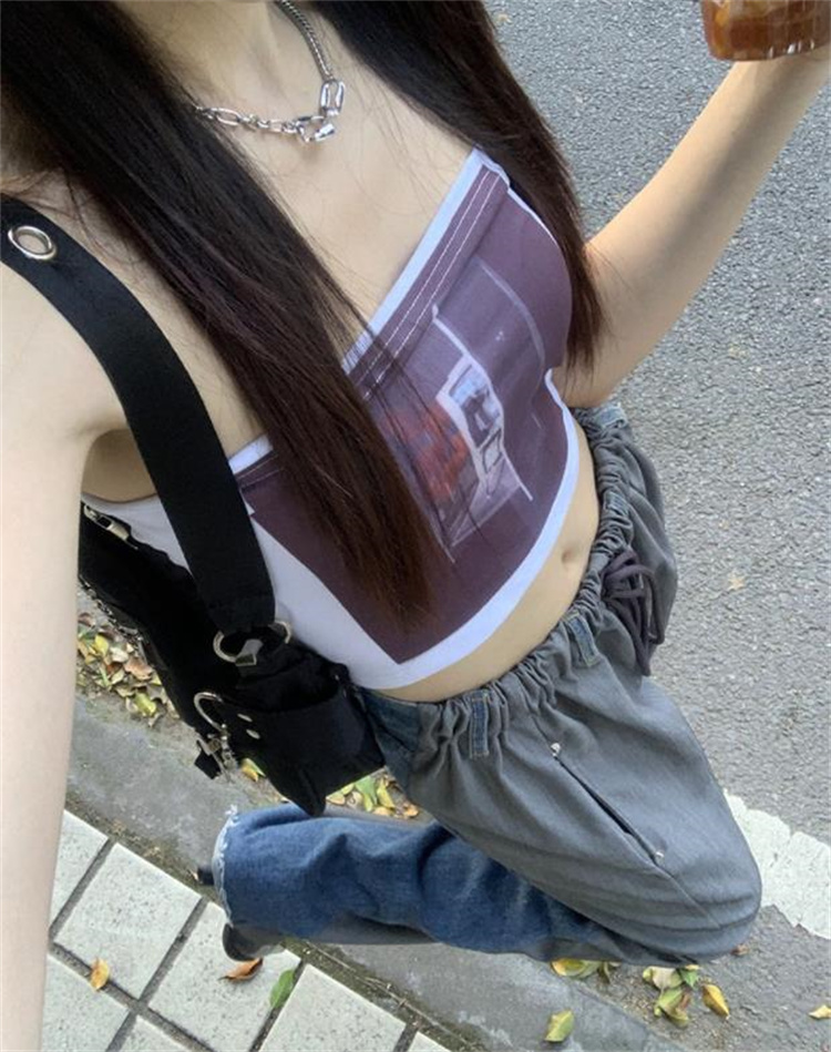 デニム 切替 バイワイドパンツ 韓国 ストリート HIPHOP ダンス レディース 原宿系 衣装 K-POP 