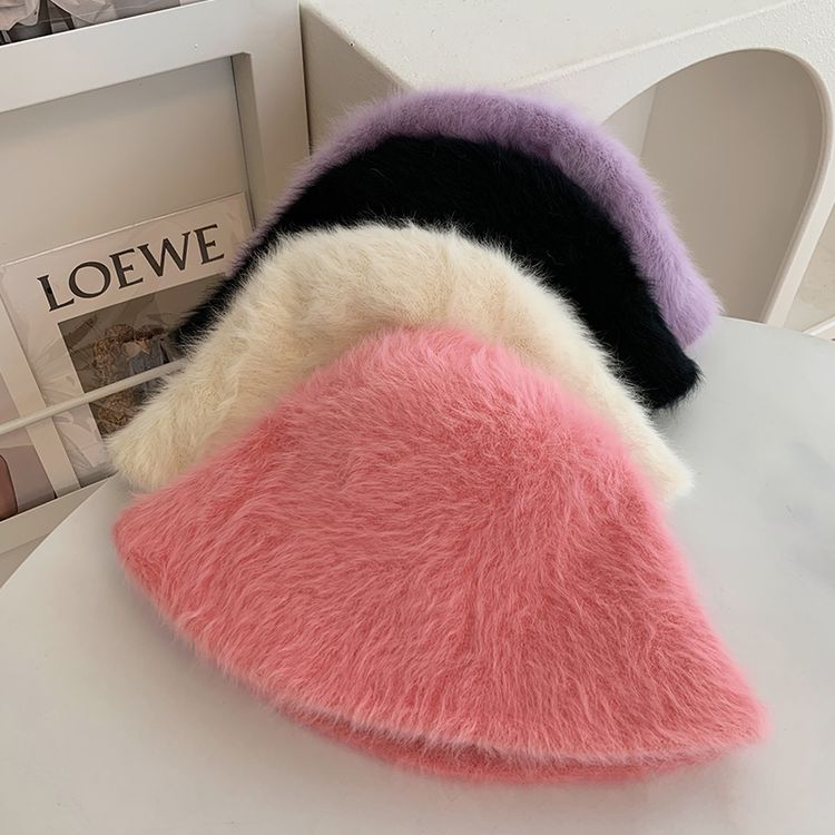 アンゴラ モヘア ファー バケットハット バケハ 韓国 原宿系 ストリート レディース 衣装 ダンス K-POP オルチャン HIPHOP Y2K 