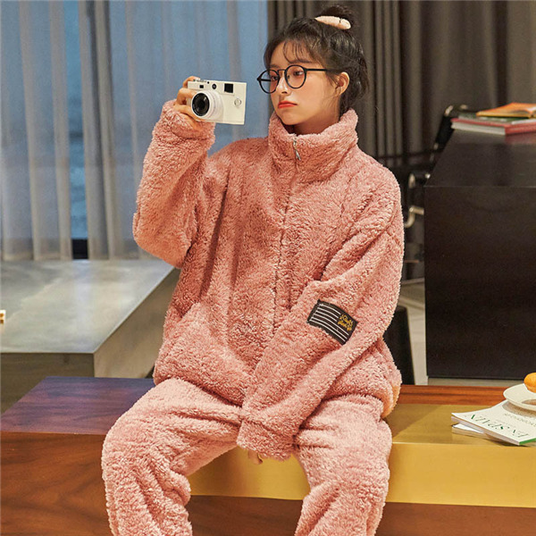 メンズ レディース 部屋着 パジャマ ルームウェア 上下セット 冬 ペアパジャマ ケーブル柄 長袖 ジップアップ セットアップ もこもこ 秋冬 寝巻き 