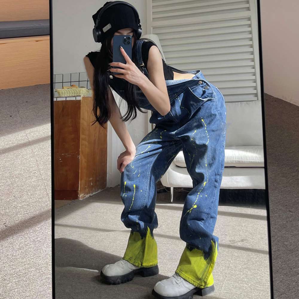 オールインワン サロペット デニム パンツ（インディゴ ワンサイズ（M））  