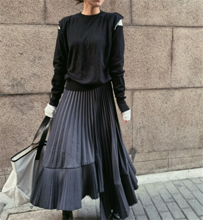 スカート ロングスカート レディース 秋 冬 イレギュラー 可愛い 大人 ゆれゆれ ロングスカート プリーツ レディーススカート ウエストゴム フレアスカート 