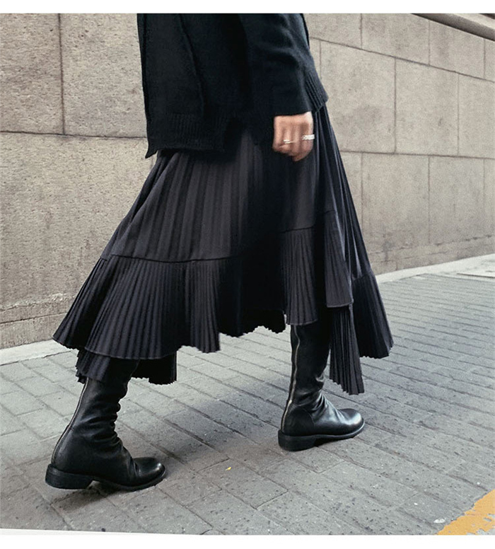 スカート ロングスカート レディース 秋 冬 イレギュラー 可愛い 大人 ゆれゆれ ロングスカート プリーツ レディーススカート ウエストゴム フレアスカート 