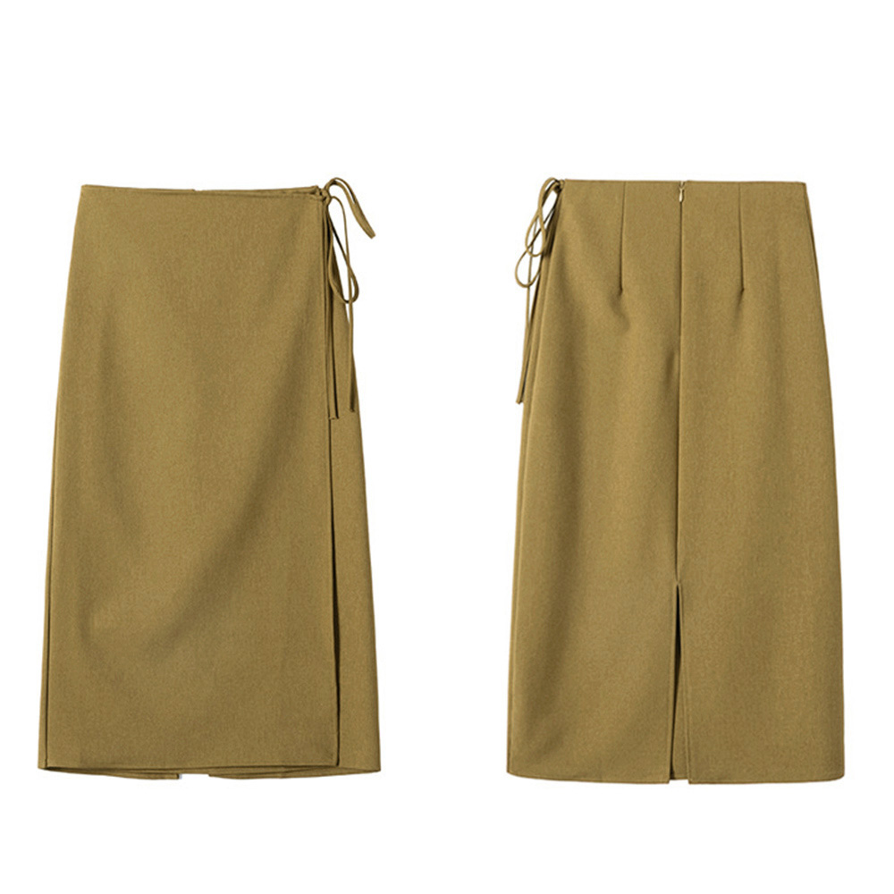 ラップロングスカートスリット巻きスカート 。可  