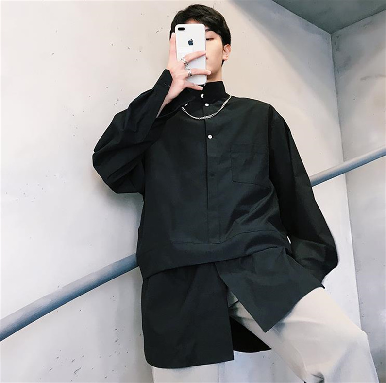 メンズ シャツ カジュアルシャツ 長袖 白黒 上着 男子トップス ゆったり レディース 春秋 無地 ダンスウェア スタイリッシュ クラブ スタント普段着 