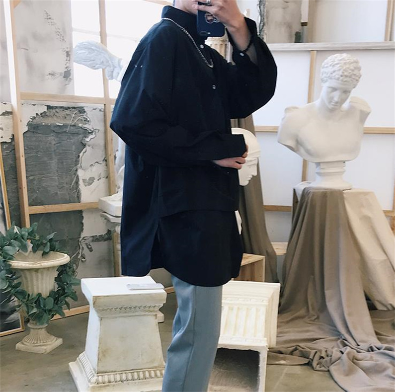 メンズ シャツ カジュアルシャツ 長袖 白黒 上着 男子トップス ゆったり レディース 春秋 無地 ダンスウェア スタイリッシュ クラブ スタント普段着 