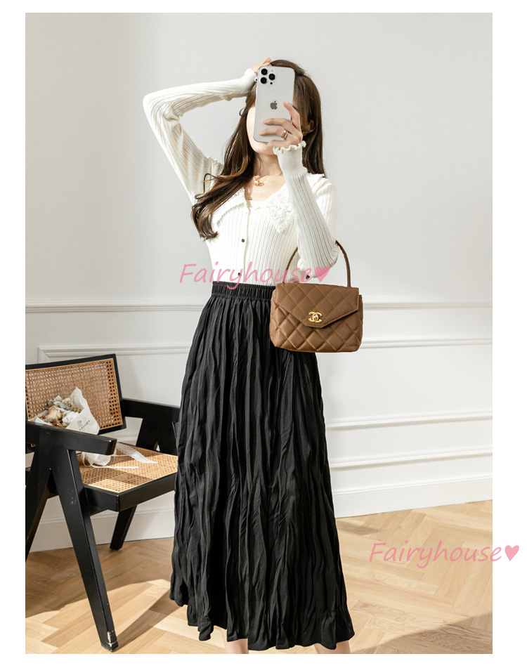 スカート マキシ丈 秋冬 Aラインスカート 黒 プリーツスカート オシャレ 50代 ハイウェストボ大人 レディース ロング丈スカート 40代 通勤OL 体型カバー 