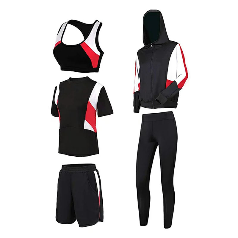 スポーツウェアレディース ヨガウェアトレーニングウェア ランニングウェア 5点セット ジム フィットネス 吸汗速乾ランニングウェア ウォーキング 伸縮性 