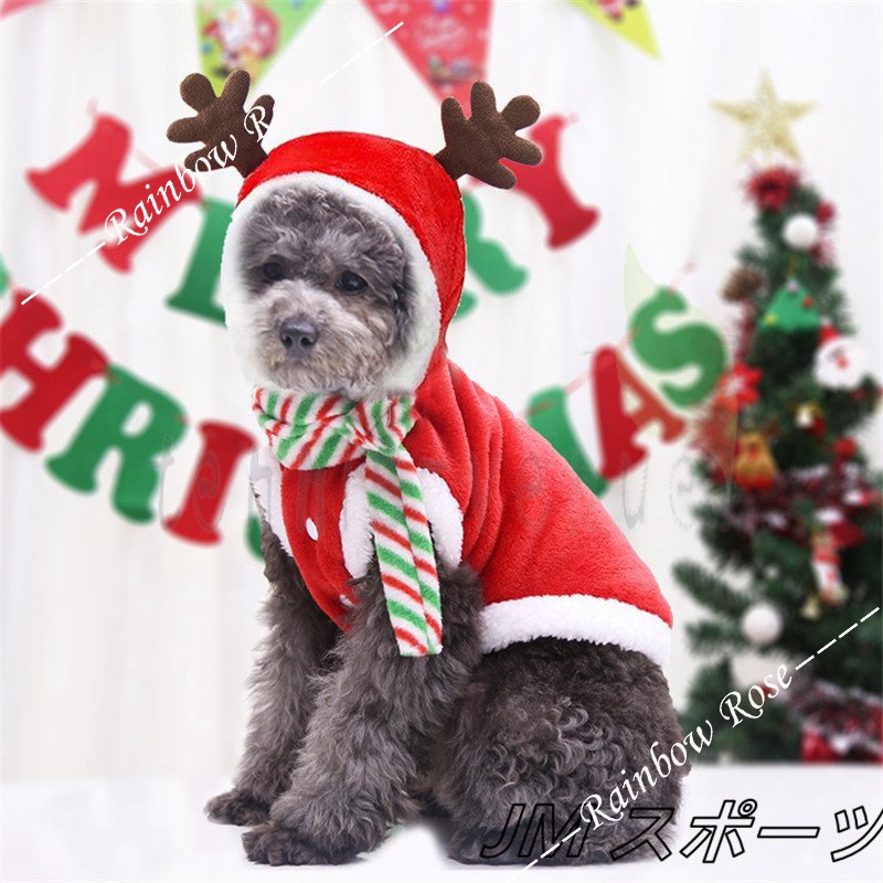犬服 犬 服 小型犬 中型犬 ベロア XL クリスマスウエア ドッグウエア ドレス サンタ L レッド ワンピース 