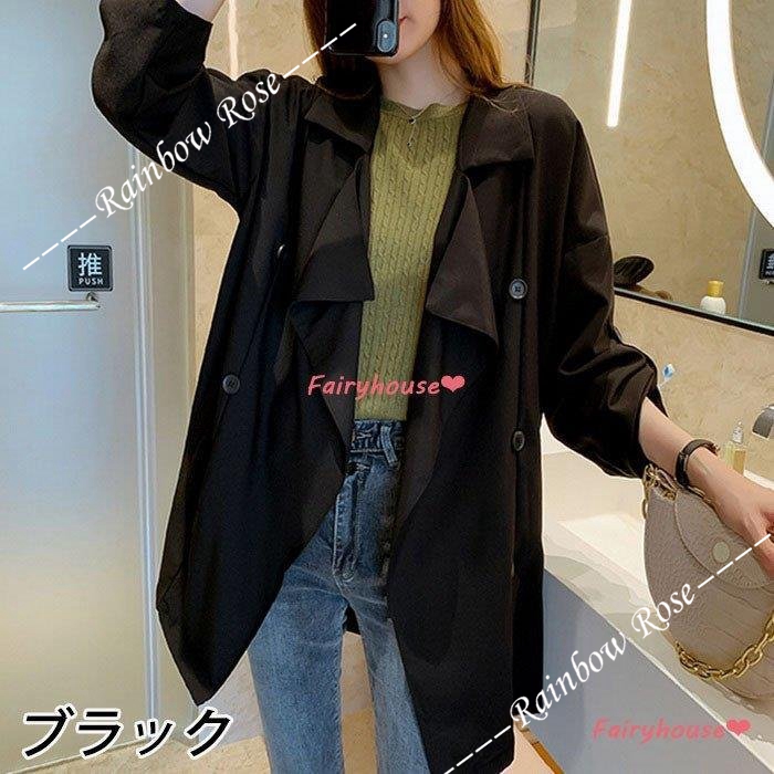 トレンチコート レディース 40代 ミディアム丈ジャケット 春コート ゆったりアウター カジュアル韓国風 オシャレ大きいサイズ 30代50代 秋服 