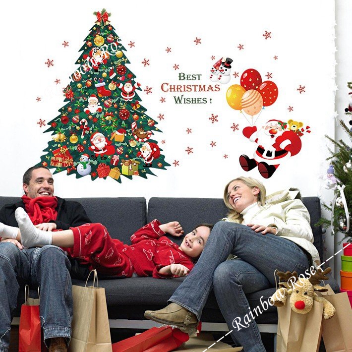 クリスマスツウォールステッカー サンタクロース クリスマスデコレーション 店舗ディスプレイ  