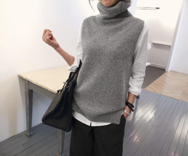 ベスト レディース 秋冬 ハイネック ニットベスト 韓国 着回し きれいめ 冬 ノースリーブ タートルネック レイヤード 秋 シンプル カジュアル 重ね着 