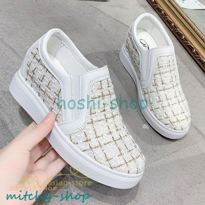 スリッポン レディース スニーカー 靴 歩きやすい 厚底 上品 ローファー 日常感 ローカット フラット厚底スニーカー 履きやすい おしゃれ 