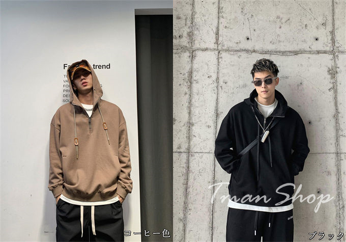 メンズ 長袖 無地 トップス プルオーバー フード付き アウトドア カジュアル スポーツ ビッグシルエット 着痩せ 大きいサイズ 春秋 メンズファッション 