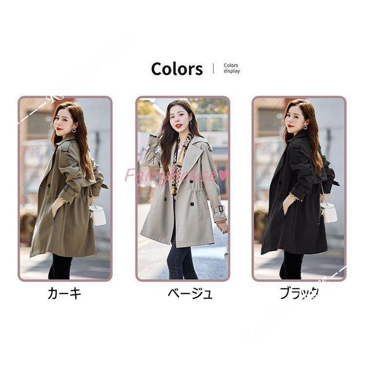 トレンチコート レディース 40代 ミディアム丈ジャケットカーキ 春コート アウター 30代 バーカー カジュアル韓国風 大きいサイズ 秋服 50代 
