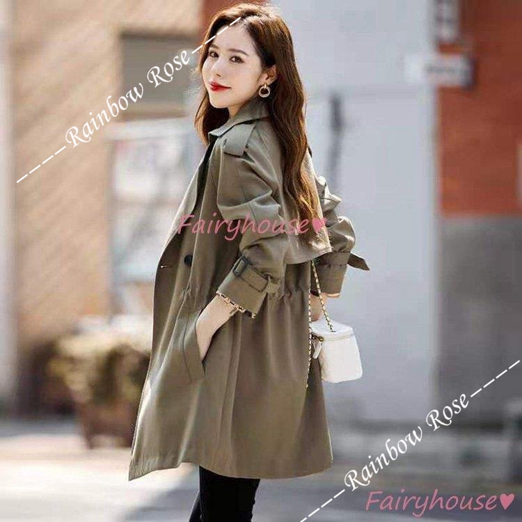 トレンチコート レディース 40代 ミディアム丈ジャケットカーキ 春コート アウター 30代 バーカー カジュアル韓国風 大きいサイズ 秋服 50代 
