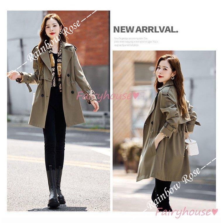 トレンチコート レディース 40代 ミディアム丈ジャケットカーキ 春コート アウター 30代 バーカー カジュアル韓国風 大きいサイズ 秋服 50代 