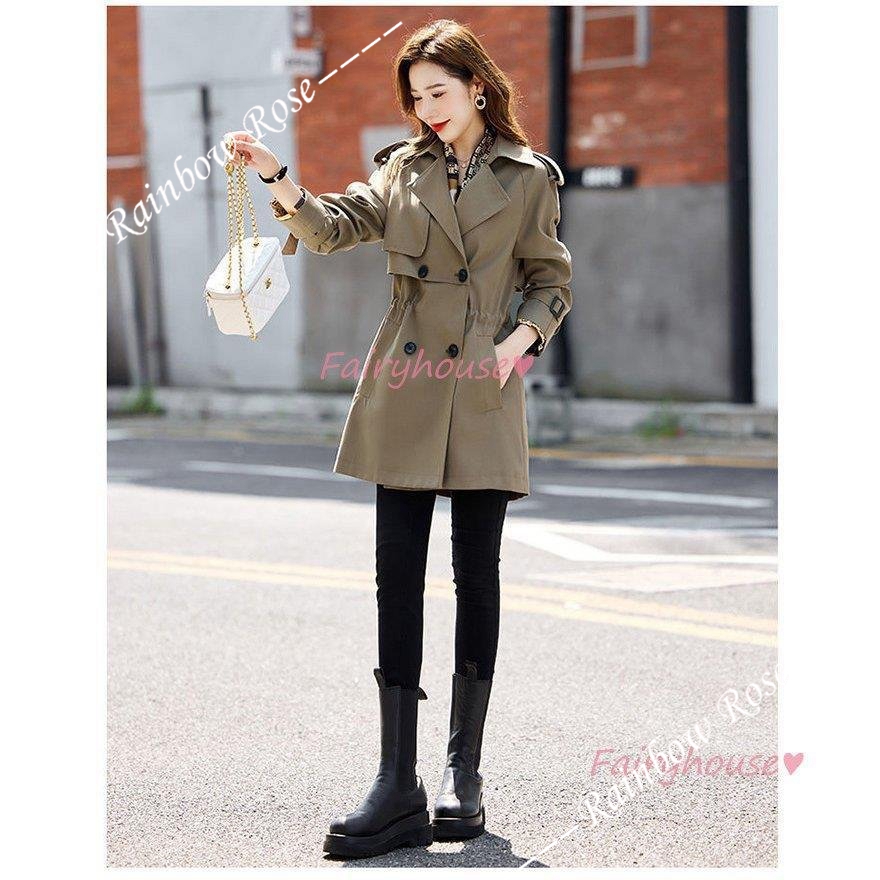 トレンチコート レディース 40代 ミディアム丈ジャケットカーキ 春コート アウター 30代 バーカー カジュアル韓国風 大きいサイズ 秋服 50代 