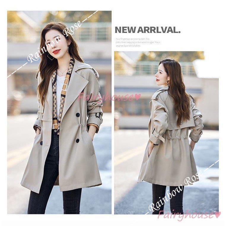 トレンチコート レディース 40代 ミディアム丈ジャケットカーキ 春コート アウター 30代 バーカー カジュアル韓国風 大きいサイズ 秋服 50代 