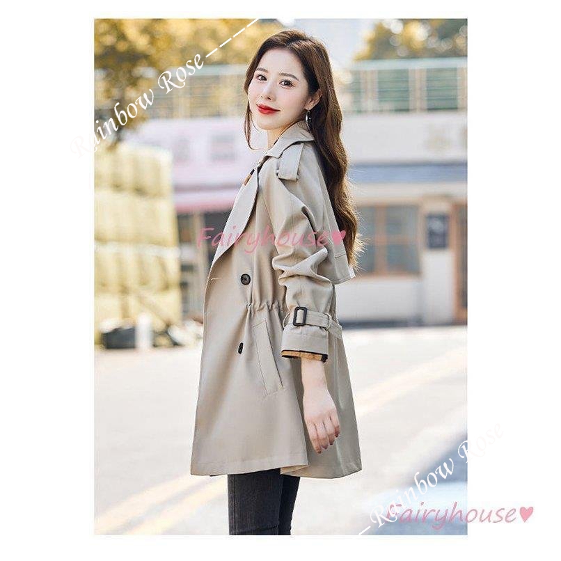 トレンチコート レディース 40代 ミディアム丈ジャケットカーキ 春コート アウター 30代 バーカー カジュアル韓国風 大きいサイズ 秋服 50代 