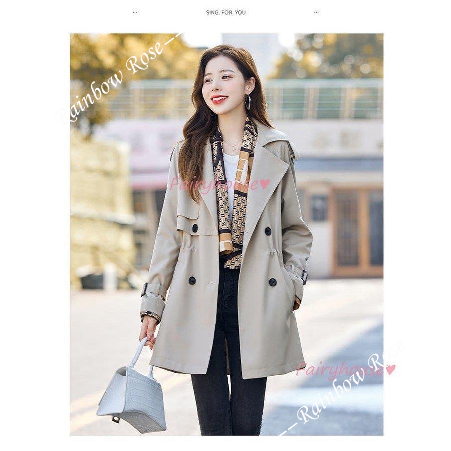 トレンチコート レディース 40代 ミディアム丈ジャケットカーキ 春コート アウター 30代 バーカー カジュアル韓国風 大きいサイズ 秋服 50代 