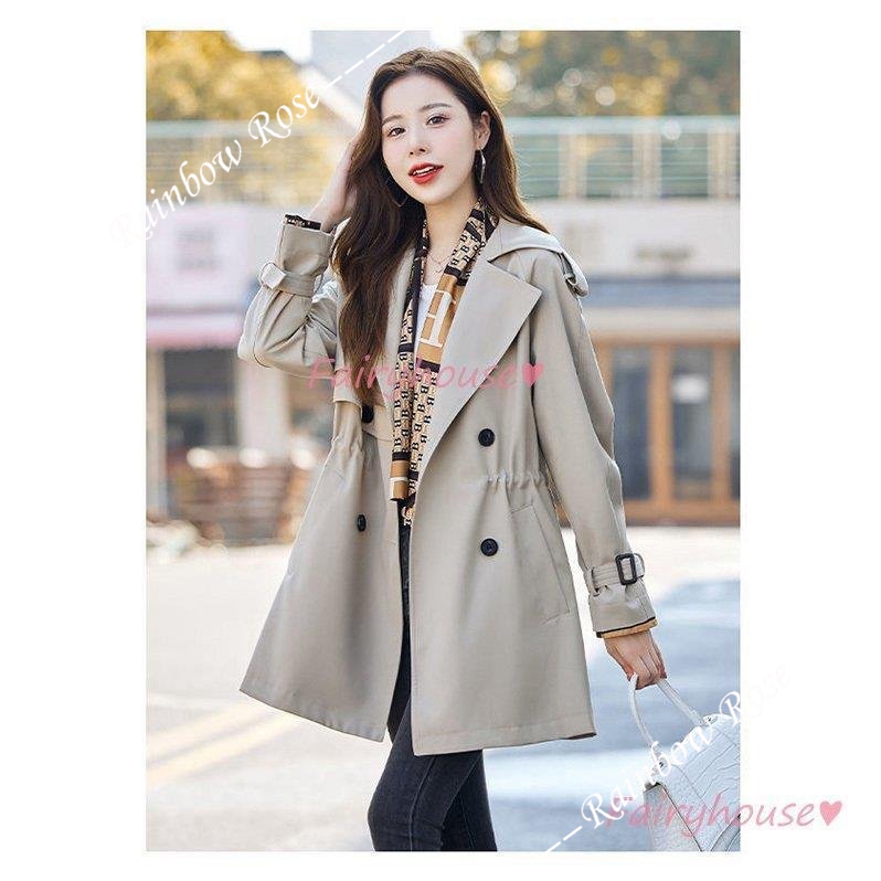 トレンチコート レディース 40代 ミディアム丈ジャケットカーキ 春コート アウター 30代 バーカー カジュアル韓国風 大きいサイズ 秋服 50代 