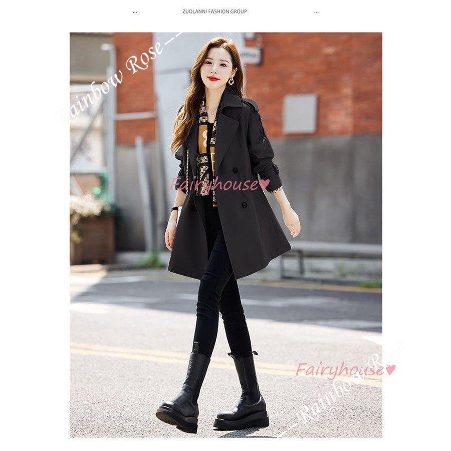 トレンチコート レディース 40代 ミディアム丈ジャケットカーキ 春コート アウター 30代 バーカー カジュアル韓国風 大きいサイズ 秋服 50代 