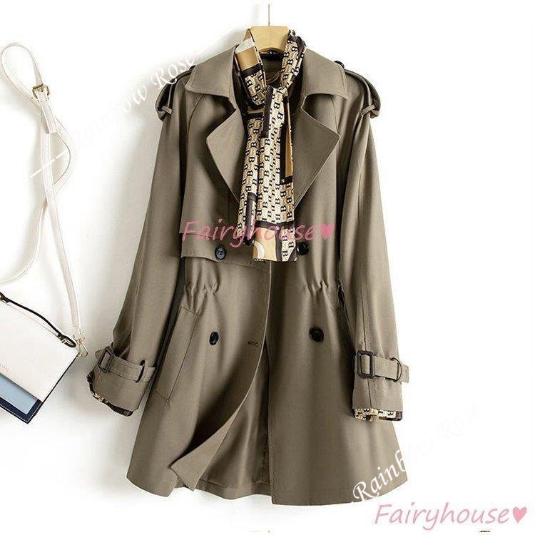 トレンチコート レディース 40代 ミディアム丈ジャケットカーキ 春コート アウター 30代 バーカー カジュアル韓国風 大きいサイズ 秋服 50代 