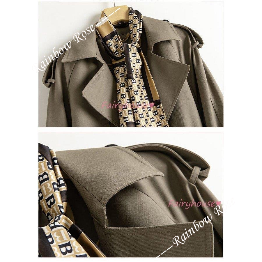 トレンチコート レディース 40代 ミディアム丈ジャケットカーキ 春コート アウター 30代 バーカー カジュアル韓国風 大きいサイズ 秋服 50代 