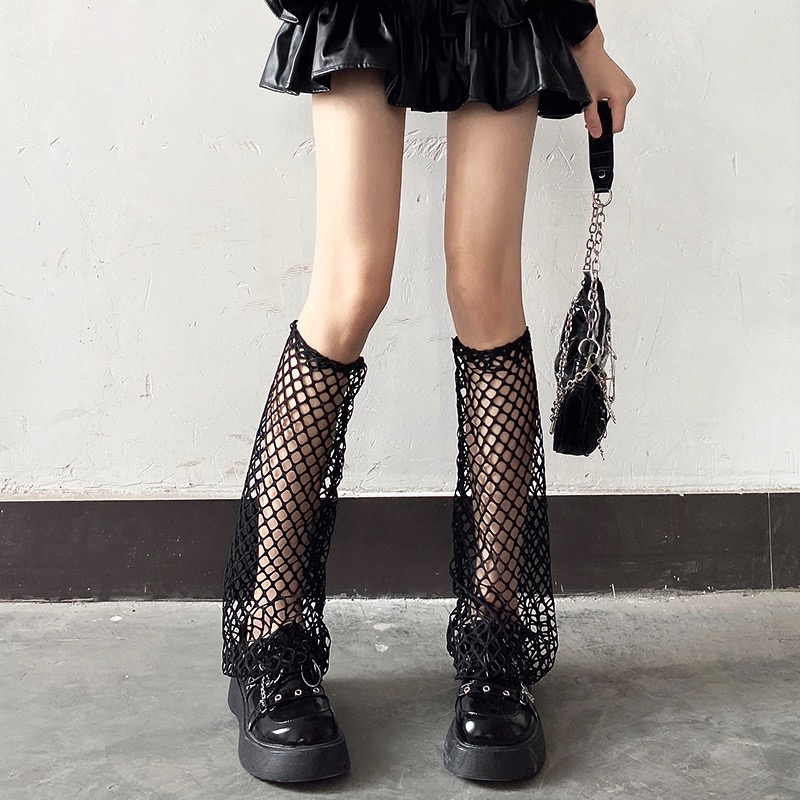 メッシュ シースルー レッグウォーマー カバー 韓国 ストリート 6ACC-202 ダンス レディース K-POP V系 HIPHOP 原宿系 衣装 Y2K 