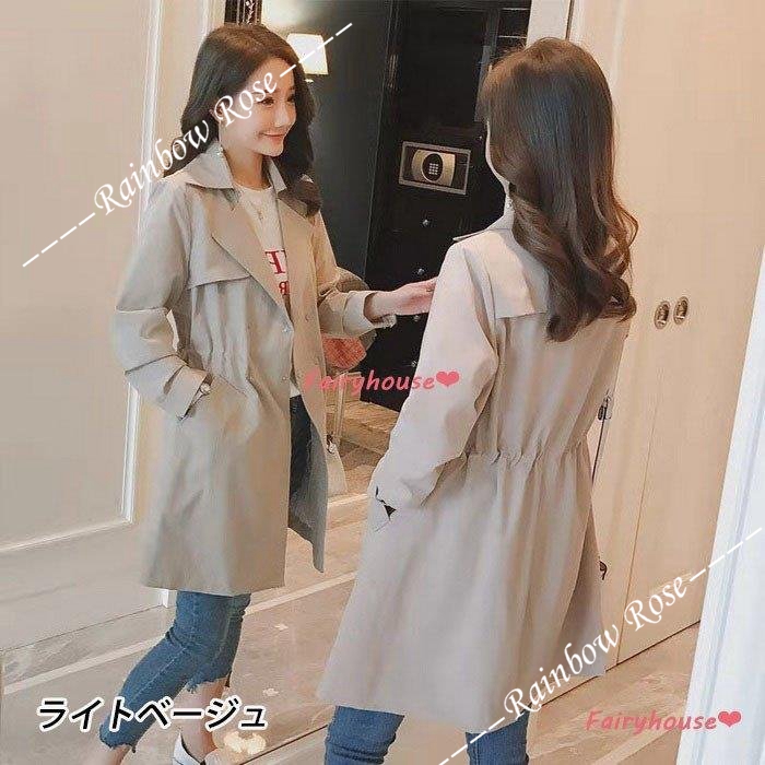 トレンチコート レディース 40代 ミディアム丈ジャケット 春コート ゆったりアウター 秋服 カジュアル韓国風 30代50代 オシャレ大きいサイズ 