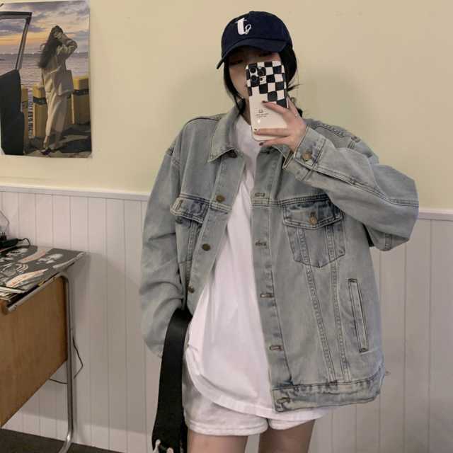 アウター デニム ジャケット デニムジャケット レディース ライトアウター キレセク 羽織 オーバーサイズ 襟付き 長袖 ミディアムジャケット 