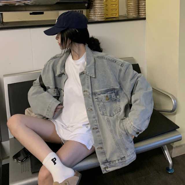 アウター デニム ジャケット デニムジャケット レディース ライトアウター キレセク 羽織 オーバーサイズ 襟付き 長袖 ミディアムジャケット 