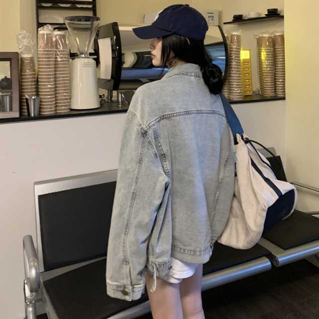 アウター デニム ジャケット デニムジャケット レディース ライトアウター キレセク 羽織 オーバーサイズ 襟付き 長袖 ミディアムジャケット 