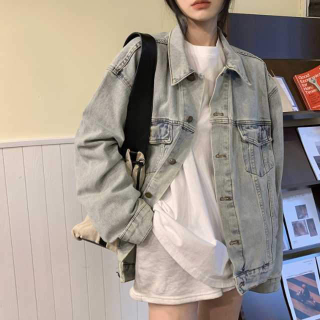 アウター デニム ジャケット デニムジャケット レディース ライトアウター キレセク 羽織 オーバーサイズ 襟付き 長袖 ミディアムジャケット 