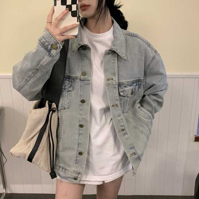 アウター デニム ジャケット デニムジャケット レディース ライトアウター キレセク 羽織 オーバーサイズ 襟付き 長袖 ミディアムジャケット 