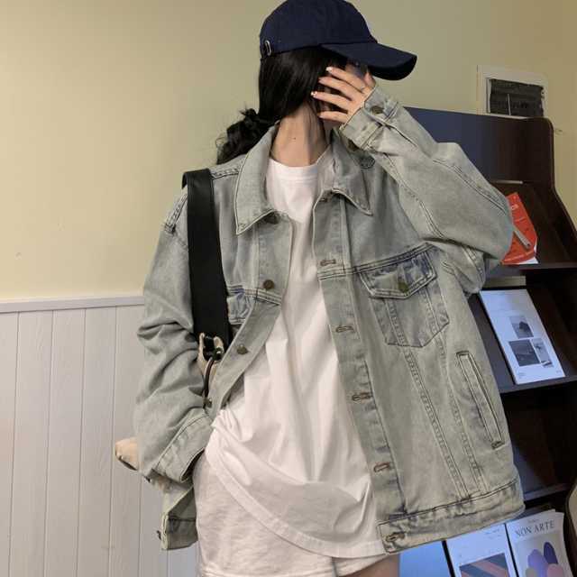 アウター デニム ジャケット デニムジャケット レディース ライトアウター キレセク 羽織 オーバーサイズ 襟付き 長袖 ミディアムジャケット 