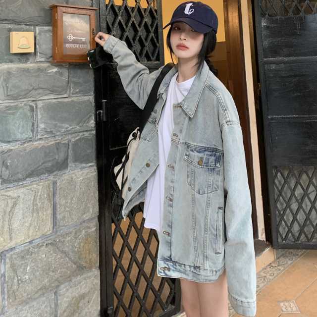 アウター デニム ジャケット デニムジャケット レディース ライトアウター キレセク 羽織 オーバーサイズ 襟付き 長袖 ミディアムジャケット 