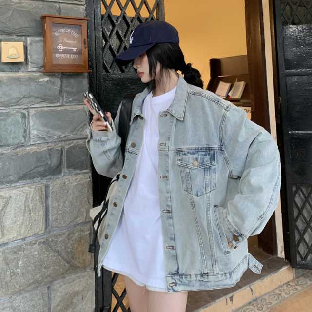 アウター デニム ジャケット デニムジャケット レディース ライトアウター キレセク 羽織 オーバーサイズ 襟付き 長袖 ミディアムジャケット 
