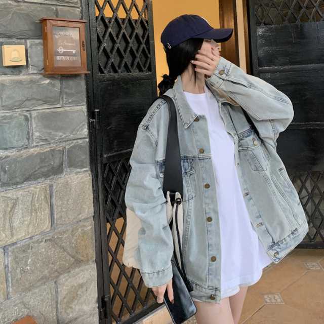 アウター デニム ジャケット デニムジャケット レディース ライトアウター キレセク 羽織 オーバーサイズ 襟付き 長袖 ミディアムジャケット 