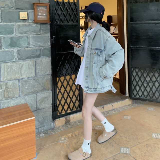 アウター デニム ジャケット デニムジャケット レディース ライトアウター キレセク 羽織 オーバーサイズ 襟付き 長袖 ミディアムジャケット 