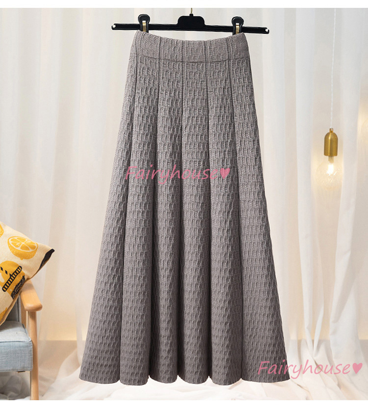 ニットスカート マキシ丈 秋冬 Aラインスカート 黒ニット フレアスカート セーター 40代 オシャレ50代 ロング丈スカート レディース ハイウェストボ大人 