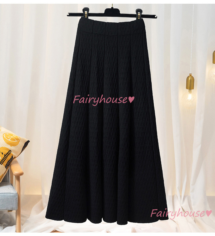 ニットスカート マキシ丈 秋冬 Aラインスカート 黒ニット フレアスカート セーター 40代 オシャレ50代 ロング丈スカート レディース ハイウェストボ大人 