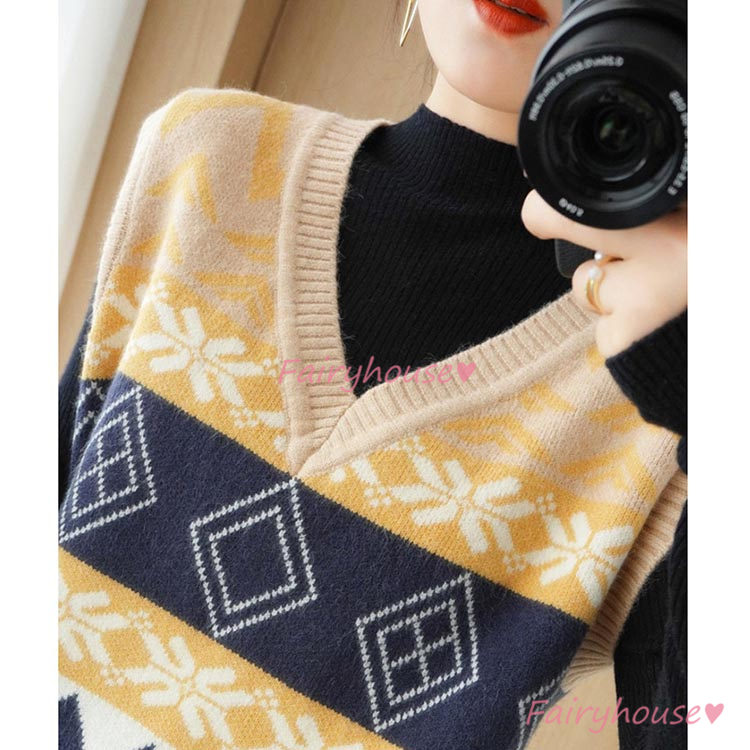 ニットベスト ベスト レディース 秋 冬 40代 重ね着 ニット 秋 タンク タンクトップ ドルマンスリーブ ベストノースリーブ トップス Vネック コーデ 