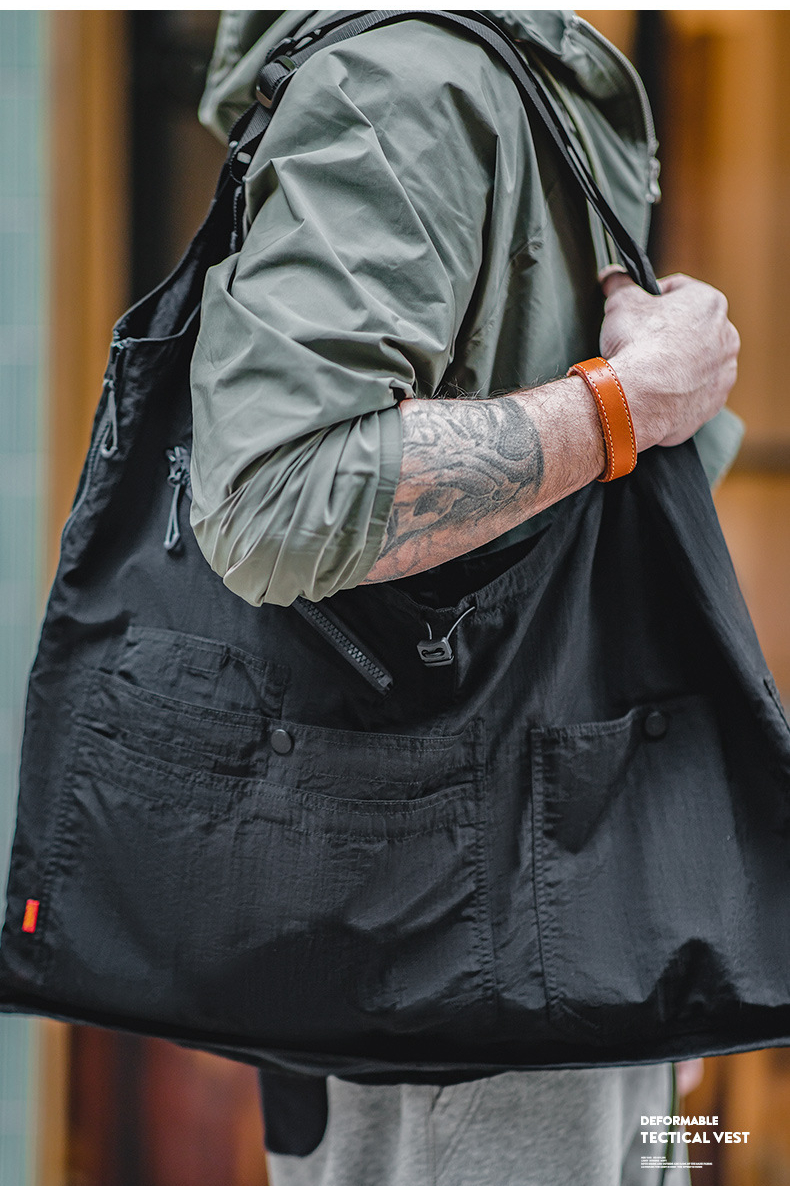 2WAY マルチポケットベスト ショルダーバッグ 着るバッグ ベストバッグ 登山 タックルベスト 軽量 ナイロン 釣り 作業着 ワークベスト 