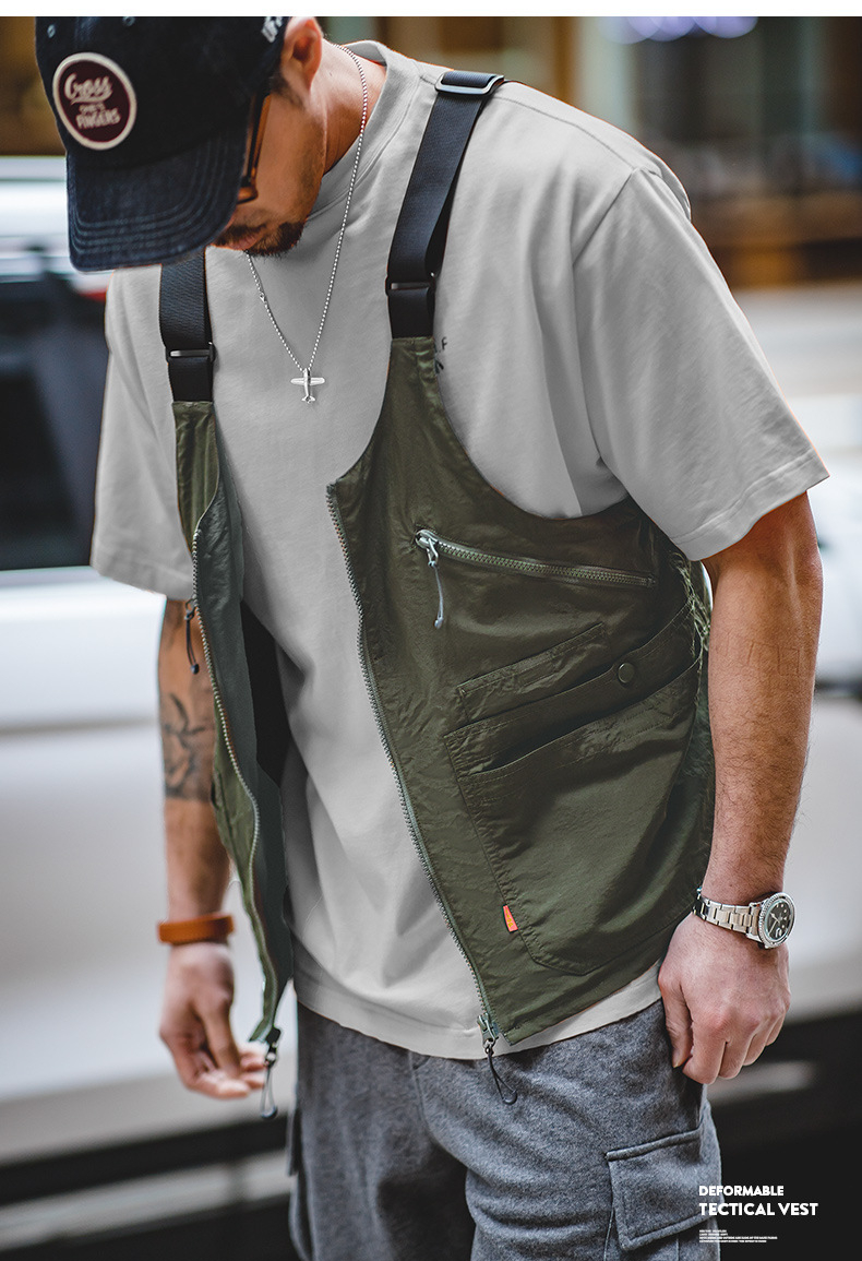 2WAY マルチポケットベスト ショルダーバッグ 着るバッグ ベストバッグ 登山 タックルベスト 軽量 ナイロン 釣り 作業着 ワークベスト 