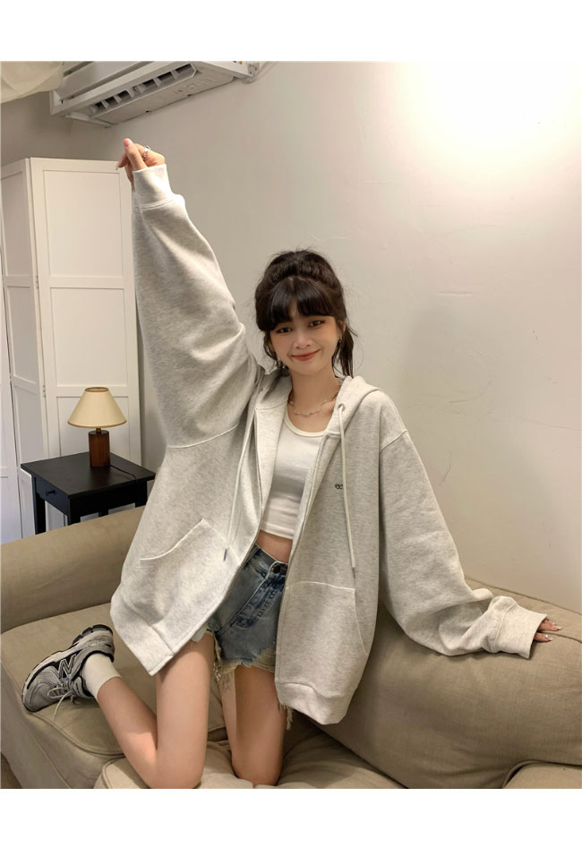 送料無料 スウェットジャケット レディース スウェットヒップ丈 ゆったり フード付き スウェット オーバーサイズ ジップアップ ジャケット 