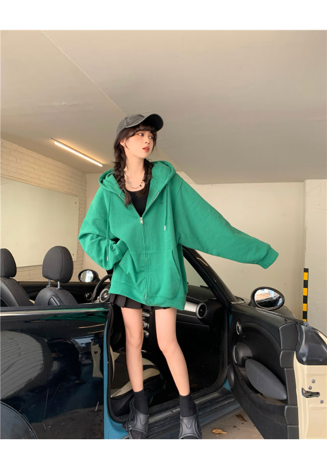 送料無料 スウェットジャケット レディース スウェットヒップ丈 ゆったり フード付き スウェット オーバーサイズ ジップアップ ジャケット 