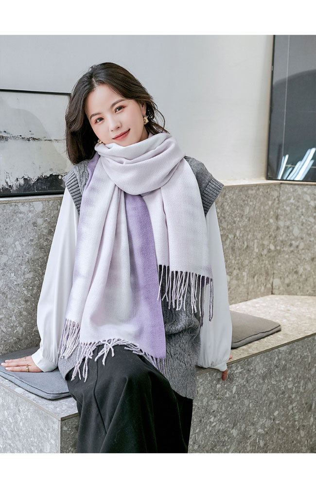 送料無料 レディース マフラー 冬 フリンジ付き ストール 暖かい ニットマフラー 通勤 グラデーション大判マフラー 襟巻き女性 冬マフラー 