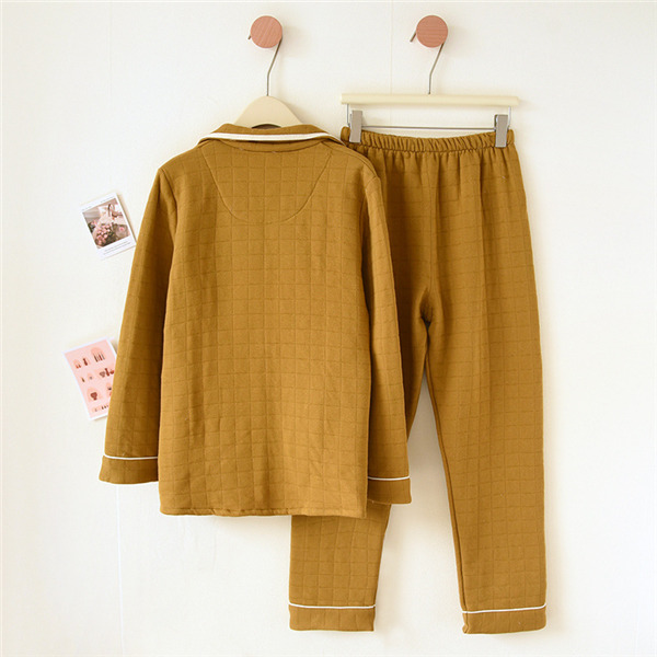 メンズ レディース パジャマ キルトパジャマ 中綿 前開き セットアップ 秋冬 長袖長ズボン 部屋着 寝間着 保温 ルームウェア 上下セット 襟付き 